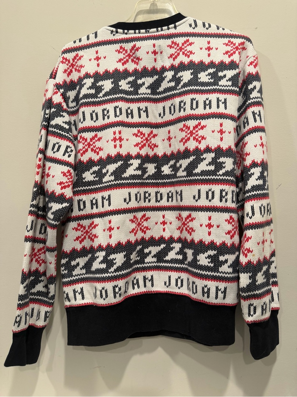 Jordan Men’s Fair Isle Knit look Sweatshirt White/Black/Red
